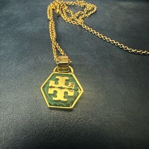 Tory Birch Gold and Green Pendant Necklace